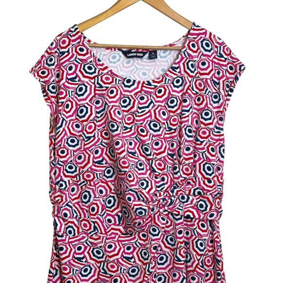 Lands End Plus Size 1X Twist Front Fir & Flare Umbrella Print Cap Sleeve Dress - Picture 3 of 9